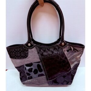 Coach Y2K Vintage Multicolor Black Gray Patchwork Bleecker Tote Purse Bag #12899